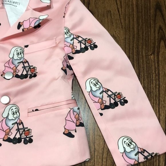 Caroline Bosman's Grumpy Dwarf Pink Button Blazer Size 4 - Picture 5 of 9